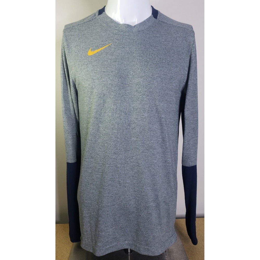 Nike Gray Blue Two Tone Long Sleeve T-Shirt Crew‎ Neck Mens Size Small